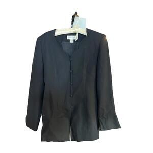 90s Vintage Casual Corner Black Blazer | Size 8 Power Shoulder